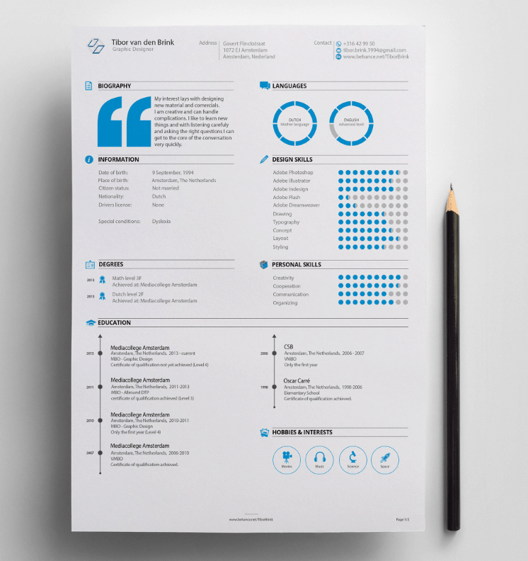 Resume Template by Tibor van den Brink