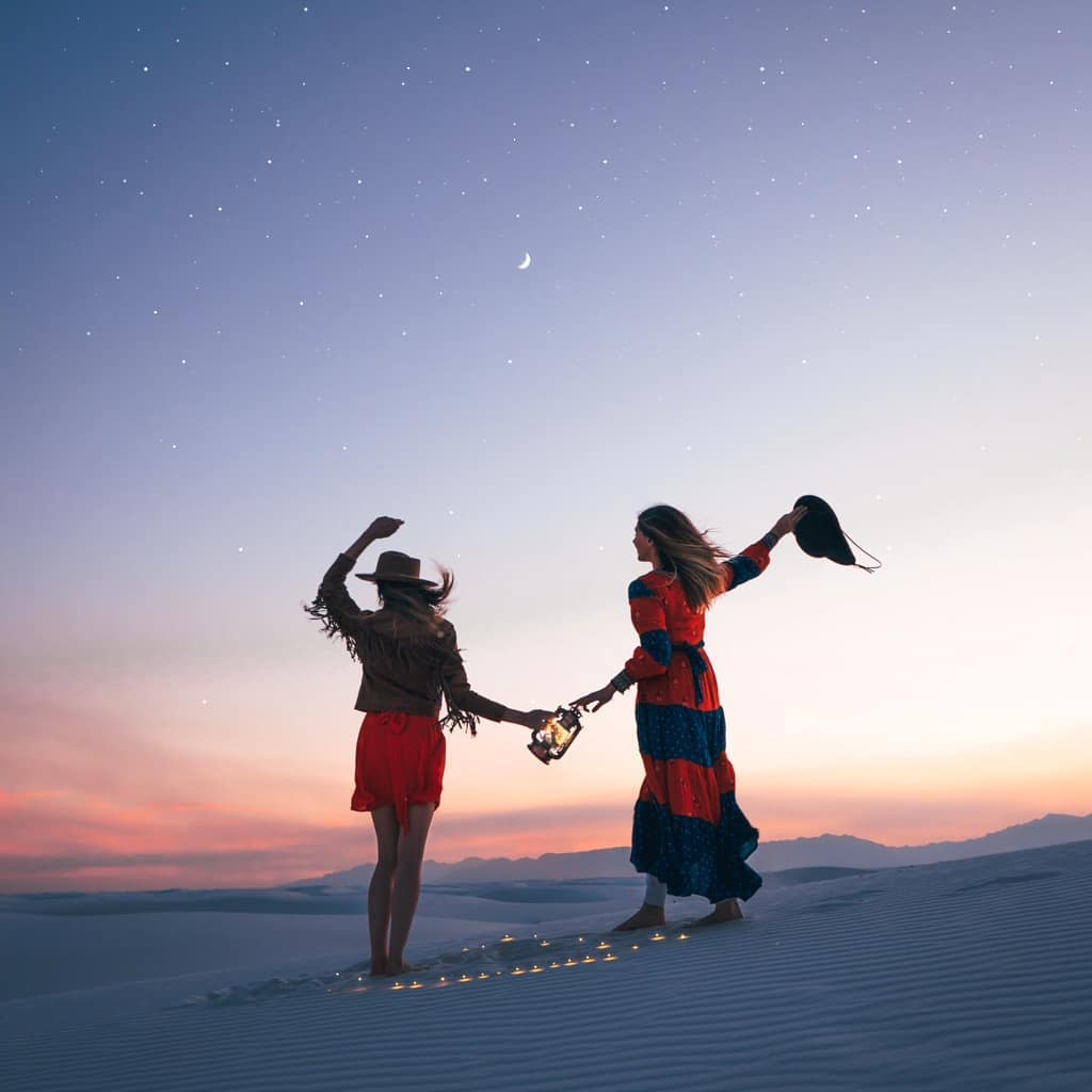 Two women in the desert