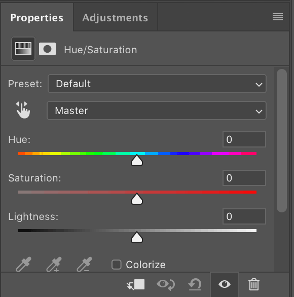 Photoshop hue and saturation panel