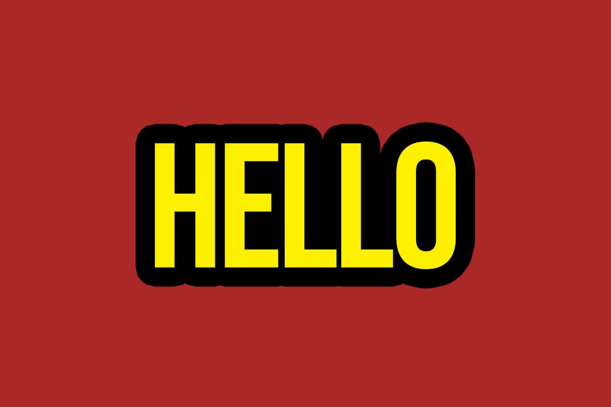 hello text on red background