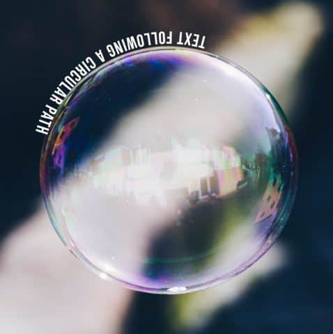 bubble picture with curved text in photoshop