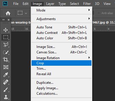 menu image crop in photoshop