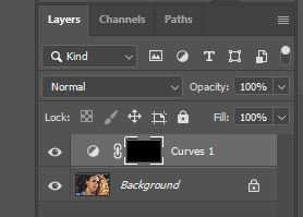 curve adjustment layer with black layer mask