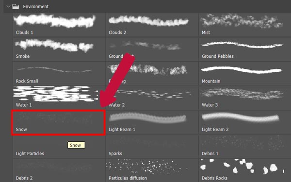 snow Photoshop brush in our free brush pack