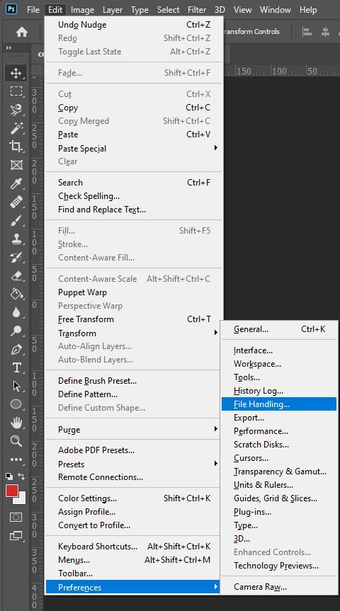 photoshop preferences file handling