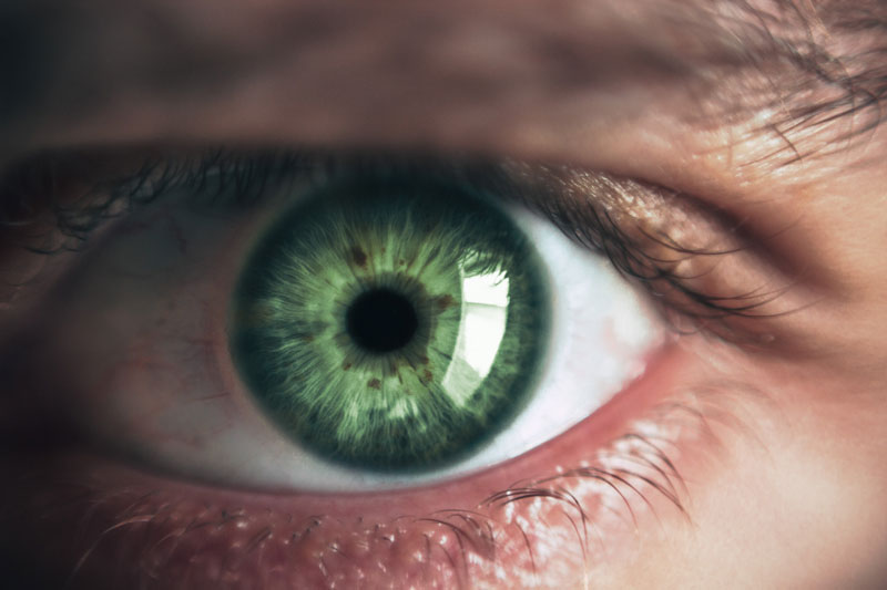 green eye with darker blue tones