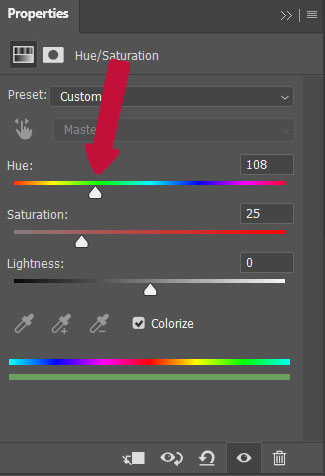 green hue slider photoshop