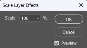 scale layer effects option in Photoshop