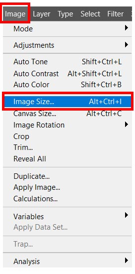 image menu image size in photoshop