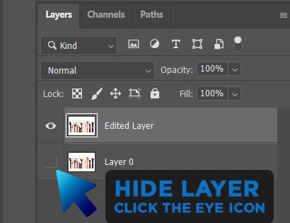 click the eye icon to hide your original layer